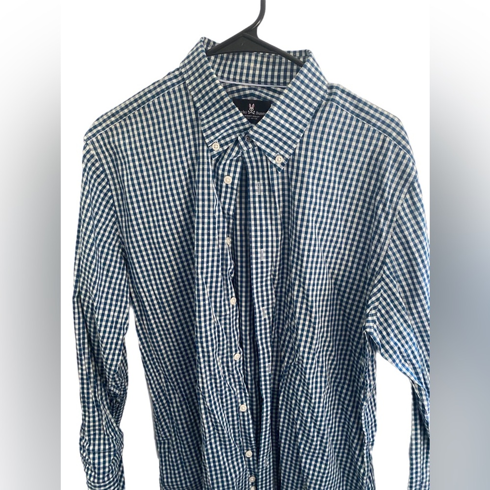 Psycho Bunny Teal Checkered Dress Shirt